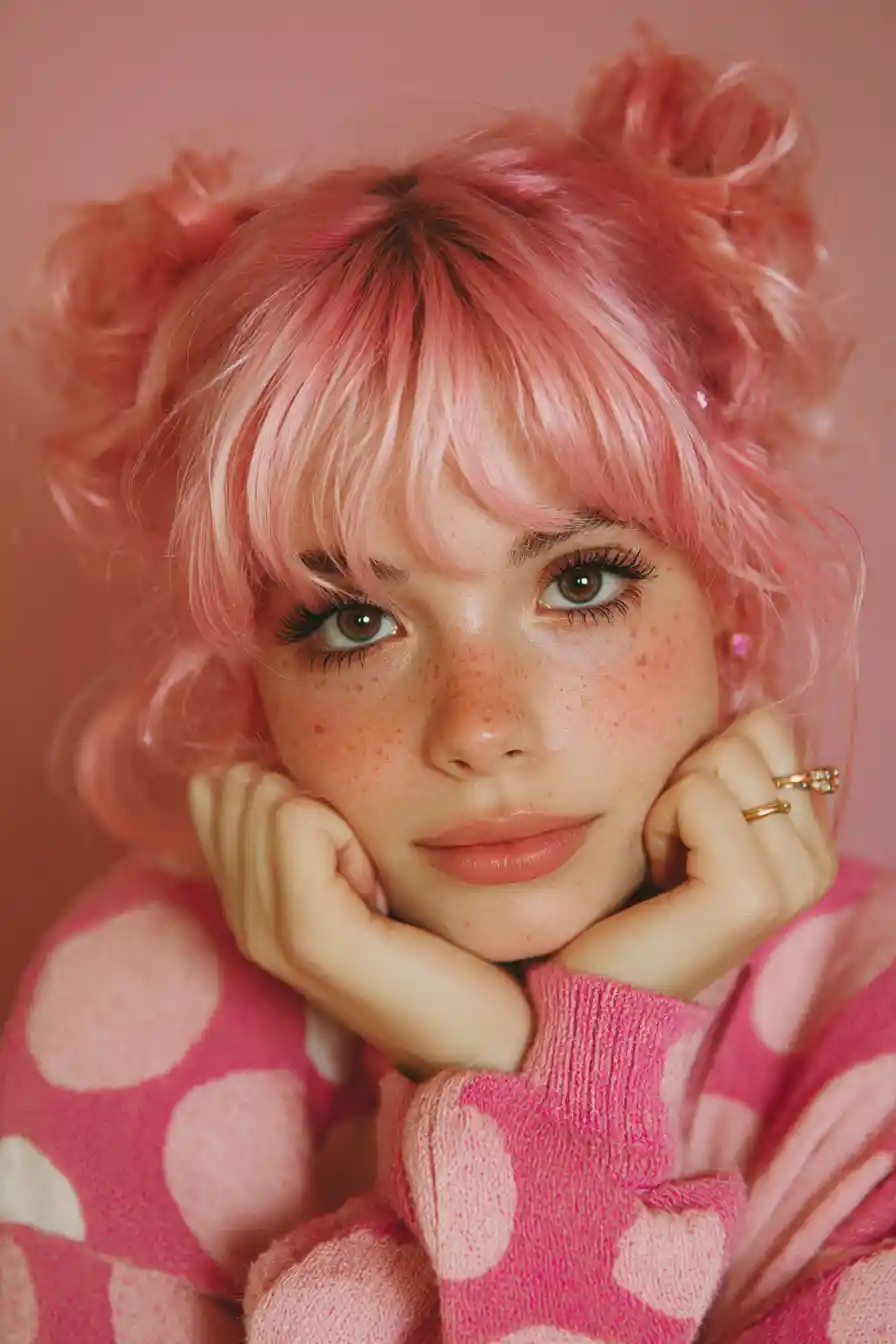 Cute pink 3D cartoon character in fairytale style
