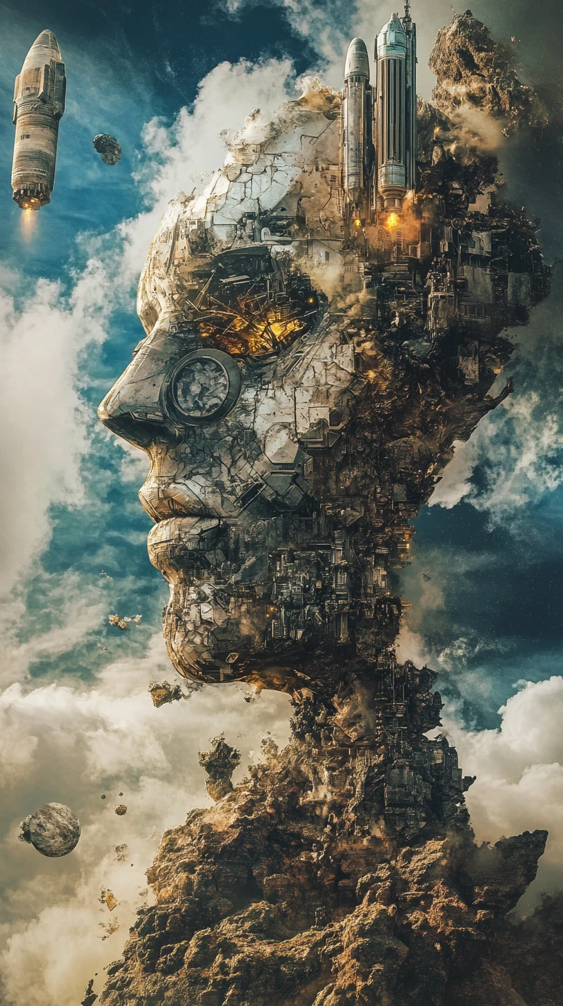 Menacing sci fi apocalypse with nuclear powered destruction