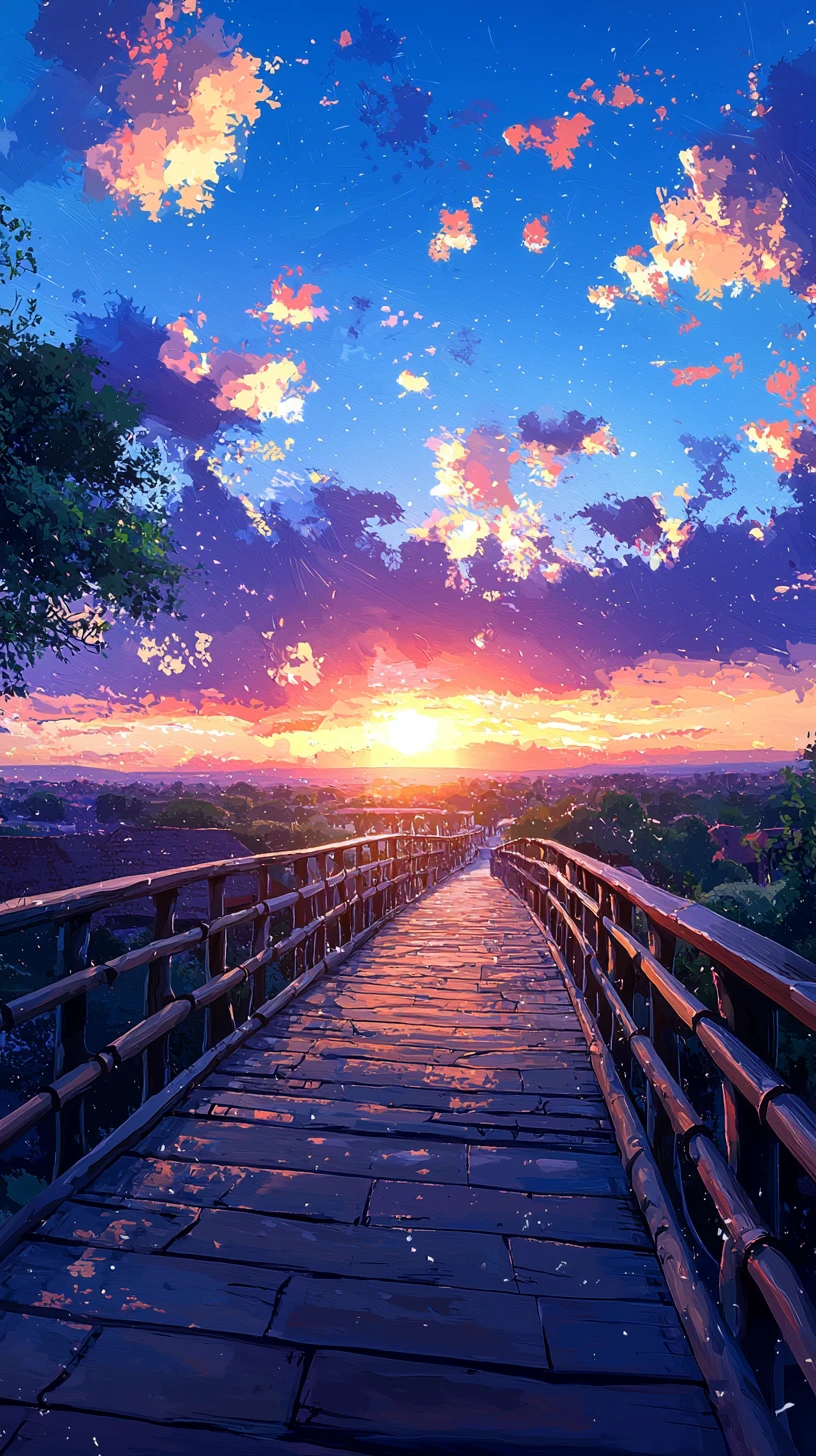 Pintura digital al atardecer de la avenida de baobabs de Madagascar