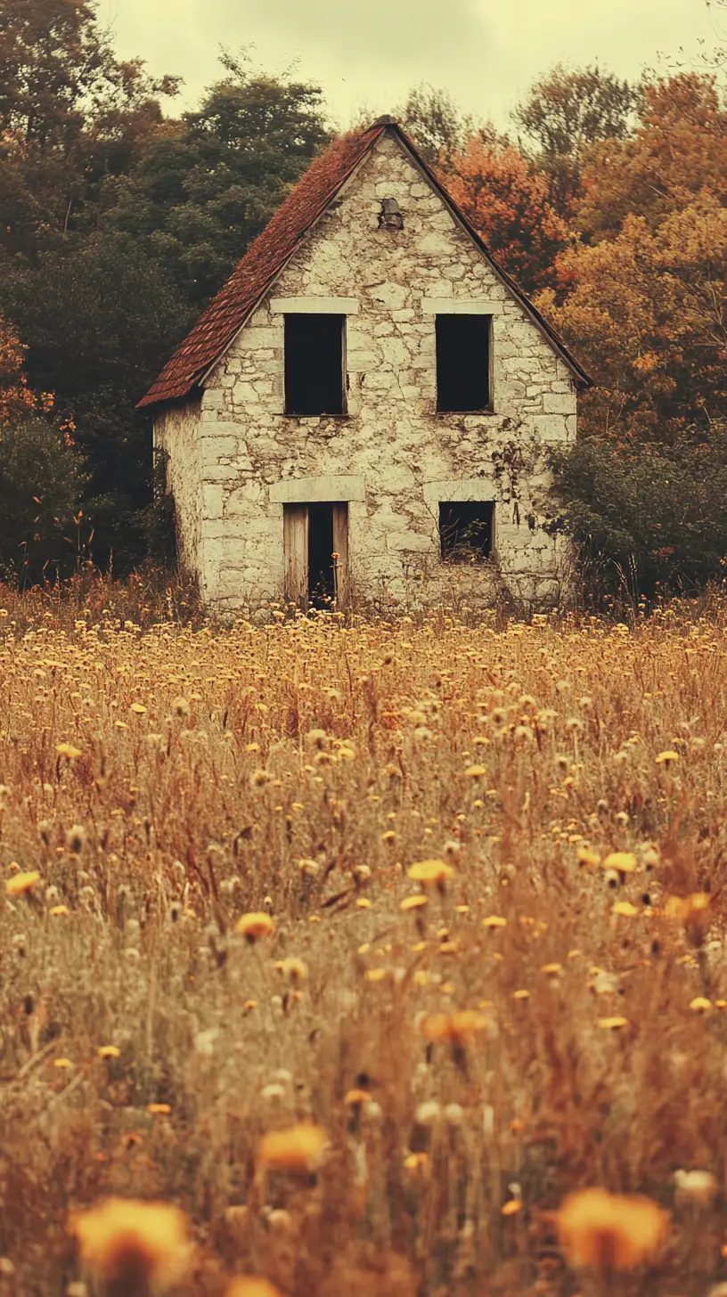 Foggy countryside chapel in soft morning light