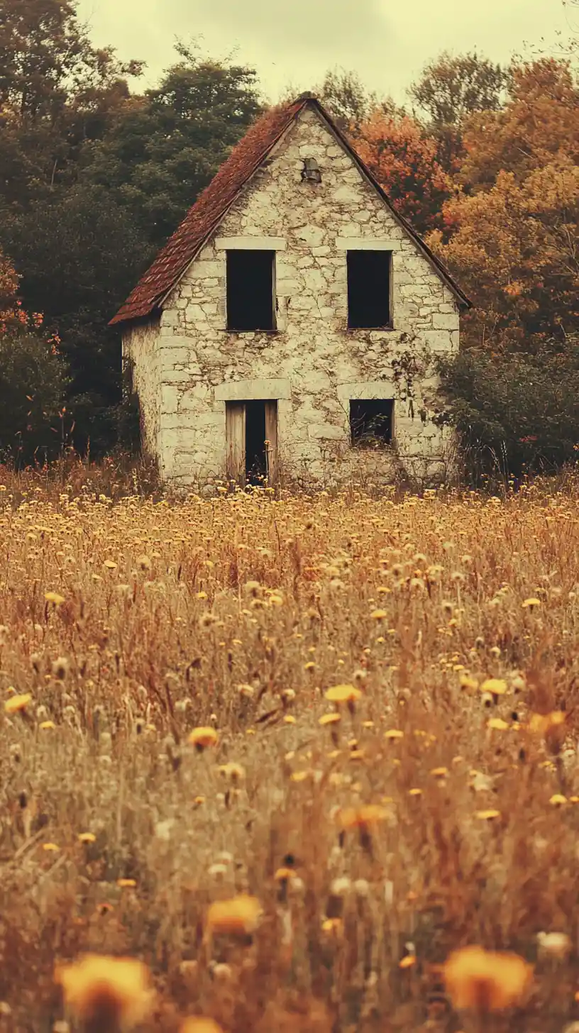 Foggy countryside chapel in soft morning light
