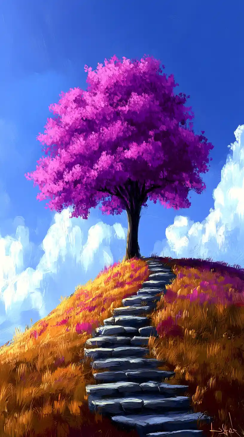 Retro anime style wallpaper with bold cel shaded art