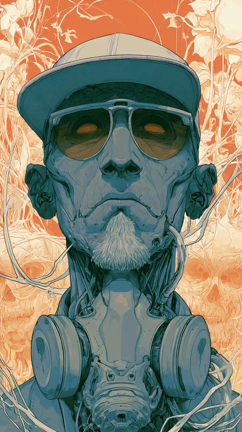Futuristic man channeling rap energy and innovation