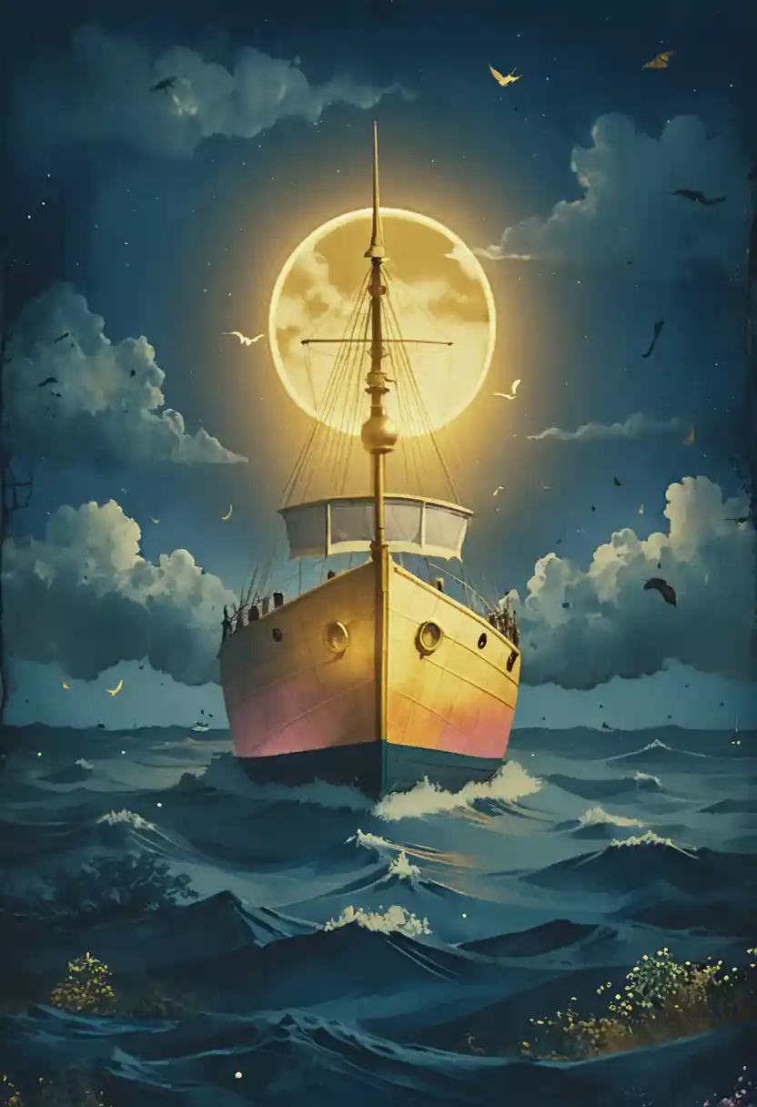Vintage sailboat on a calm sea at sunset bookmark design