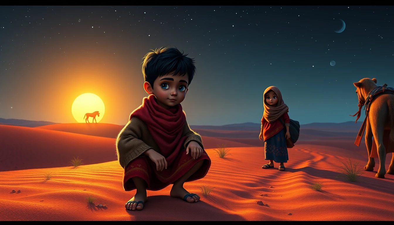 Two refugee children on a perilous night boat journey