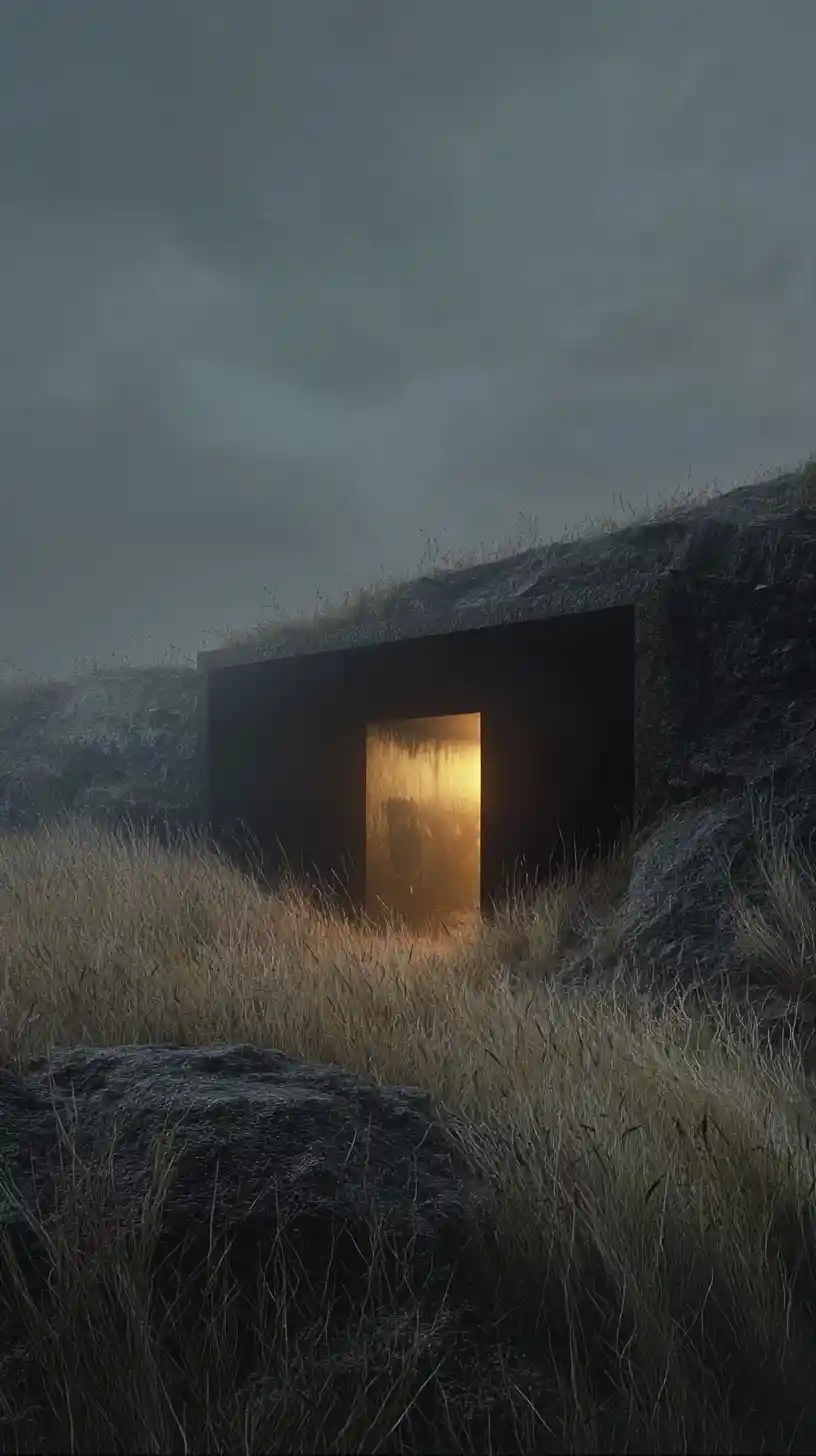 Small glowing inner room hidden inside a dark structure