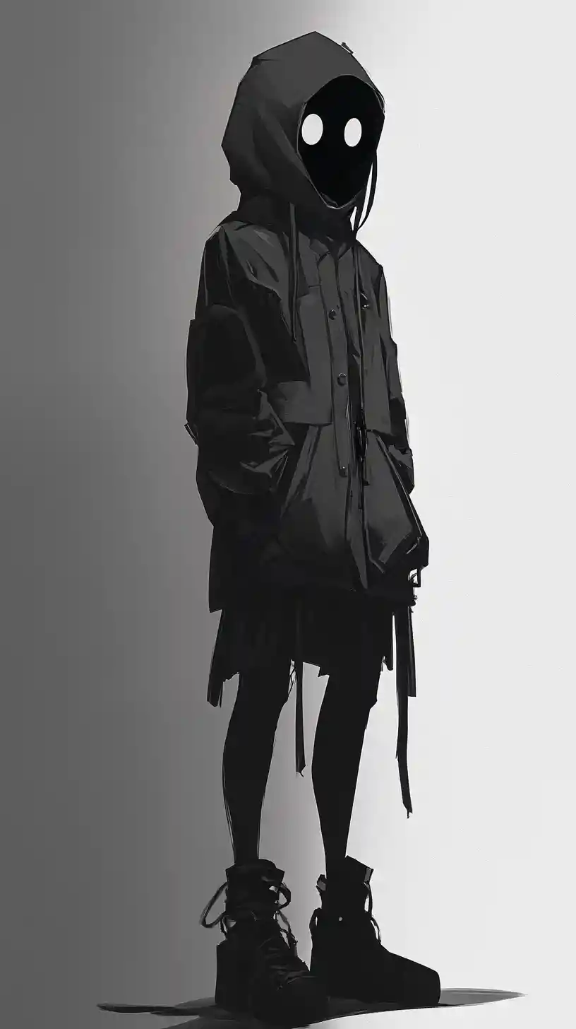 Anime hollow figure standing in a dim empty void