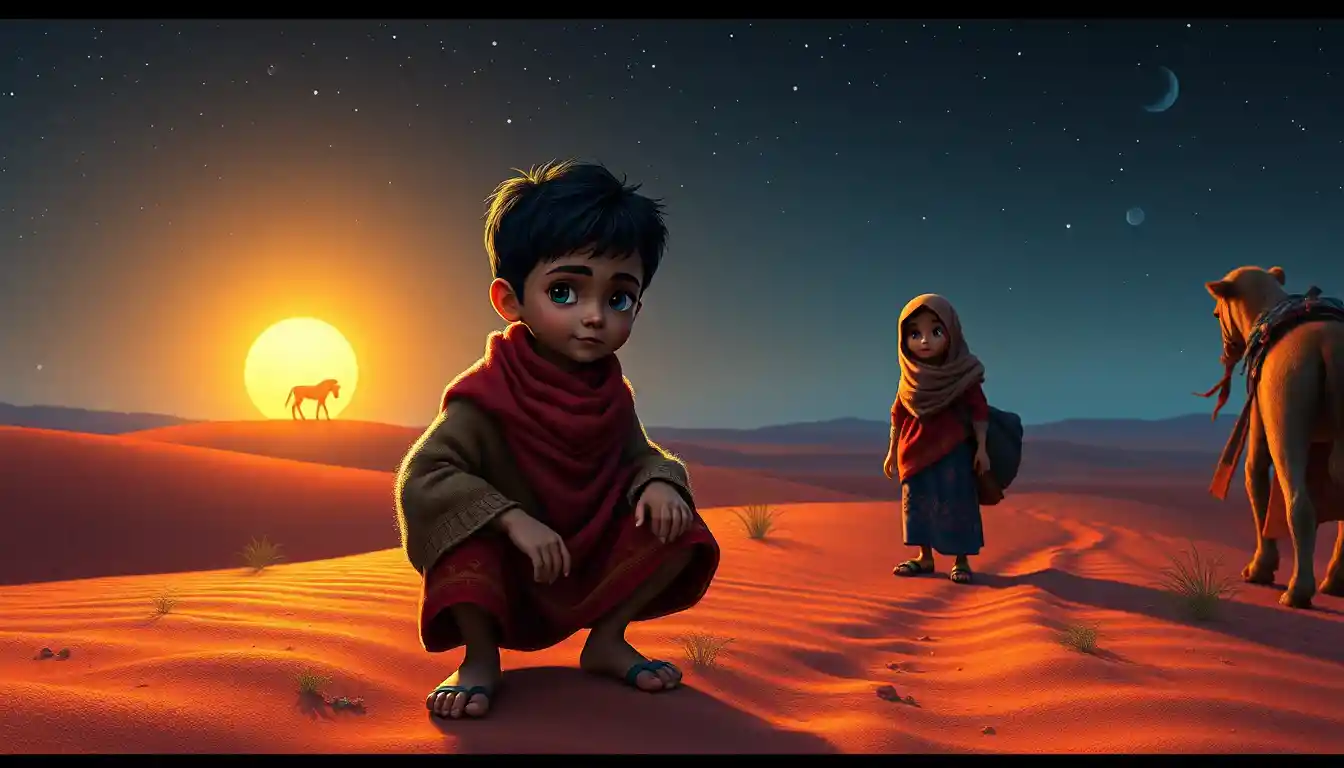 Two refugee children on a perilous night boat journey