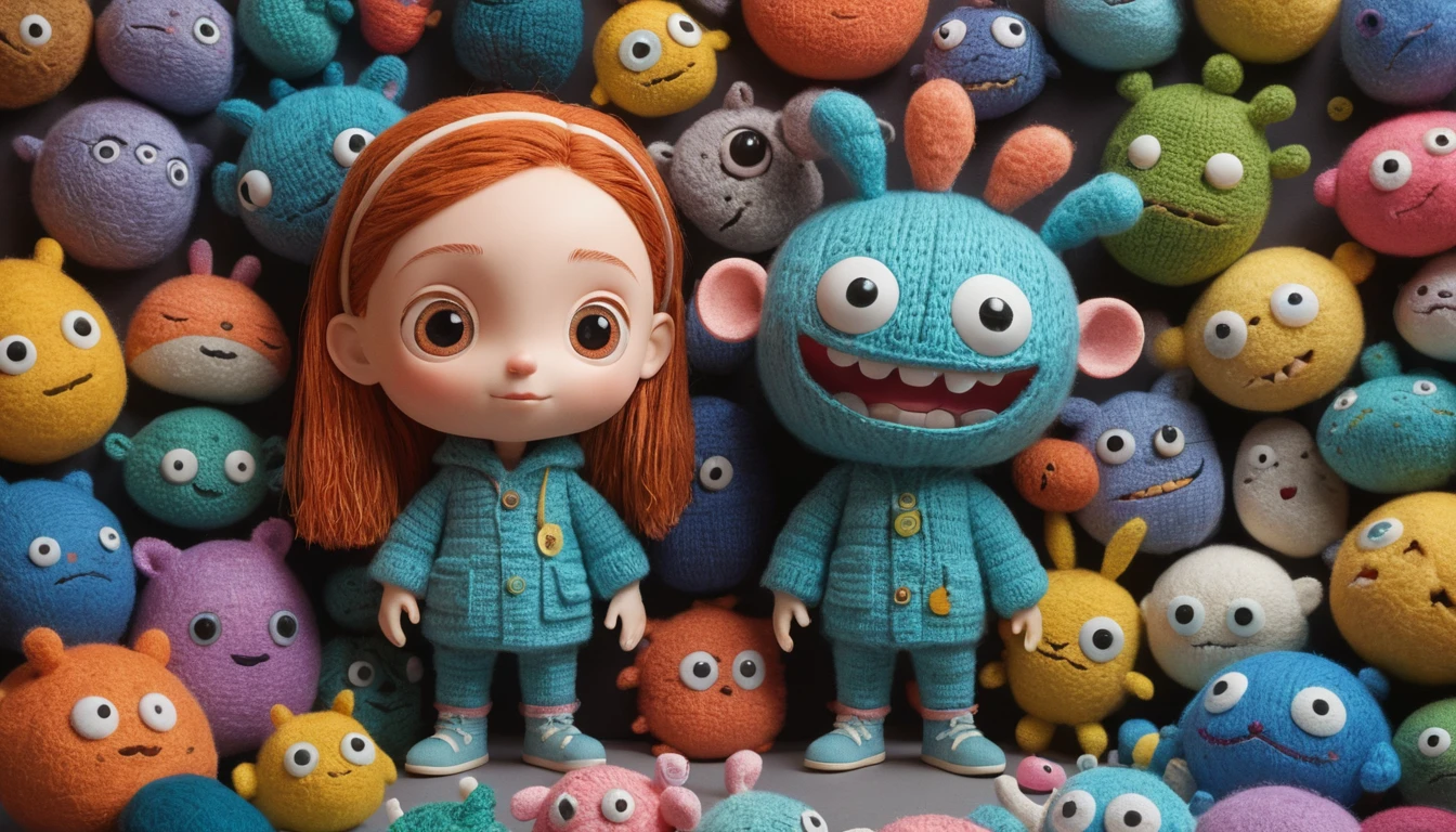 Cute child tech heroine in a colorful 3D fantasy world