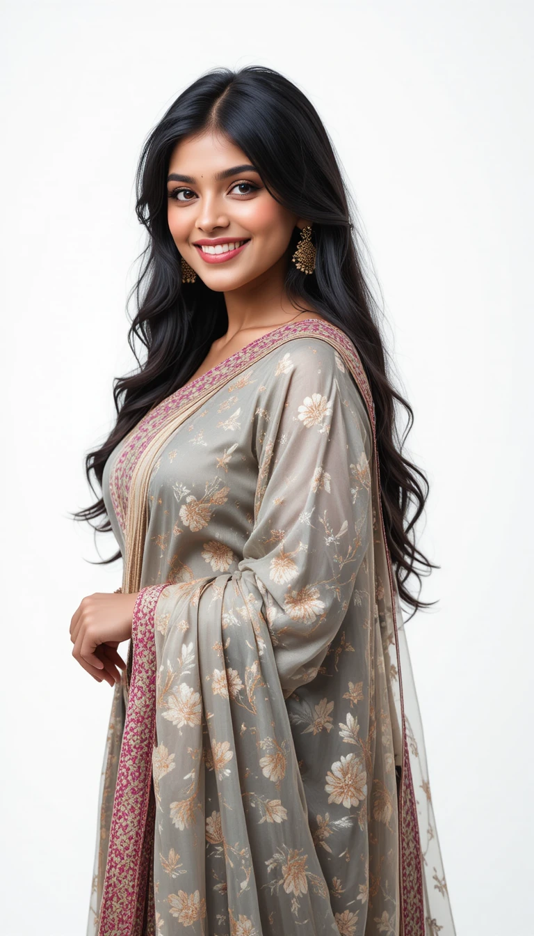 Confident Indian woman in a modern traditional outfit