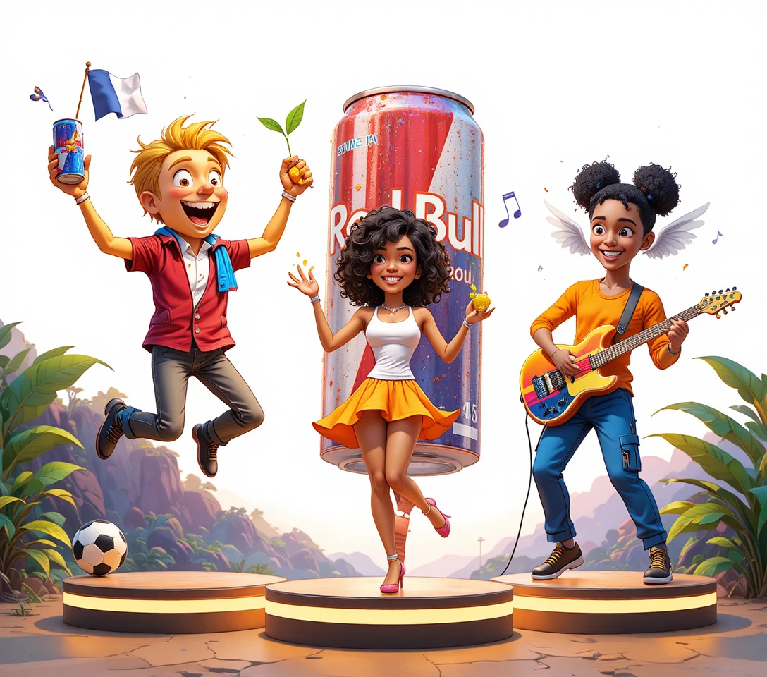 Joyful mango and friends leaping in tropical paradise