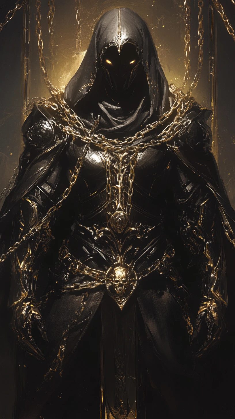 Anime sovereign figure with chains and dramatic rim lighting
