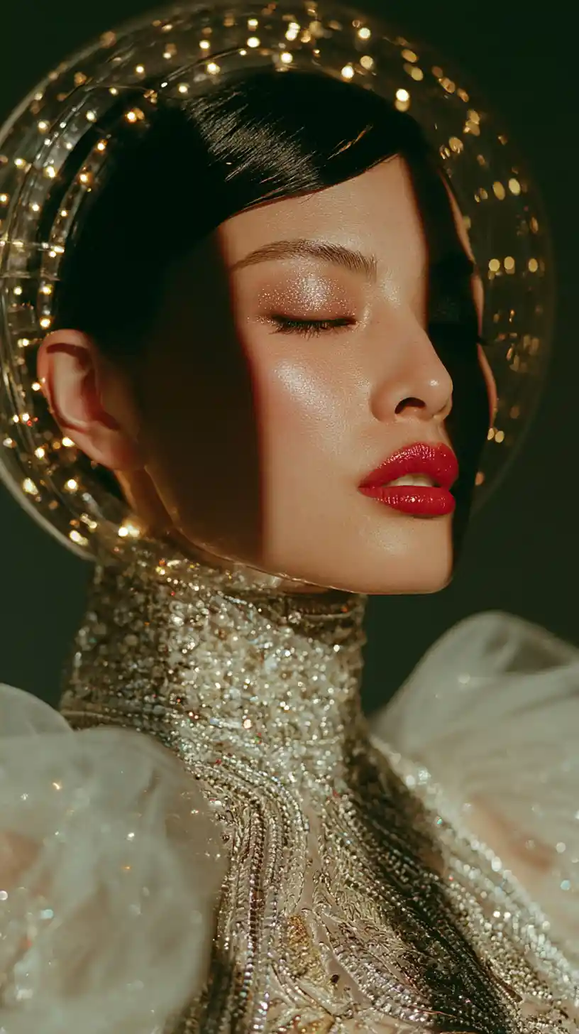 Futuristic fashion portrait of an elegant Asian woman