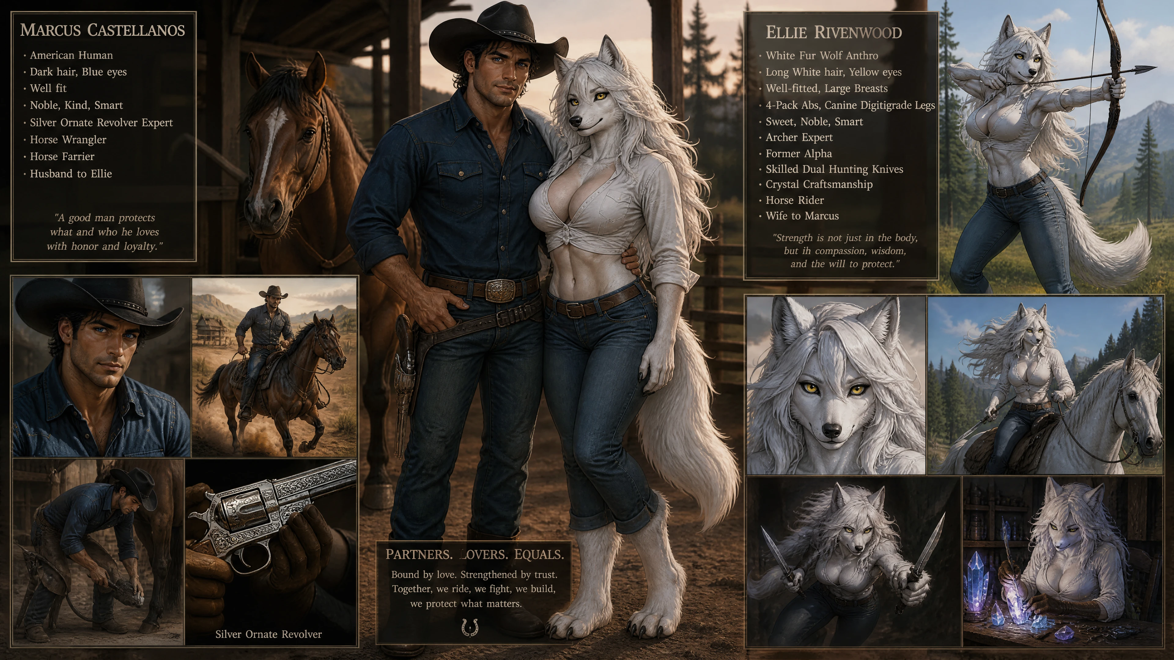 Anthro wolf woman with toned body in casual jeans outfit