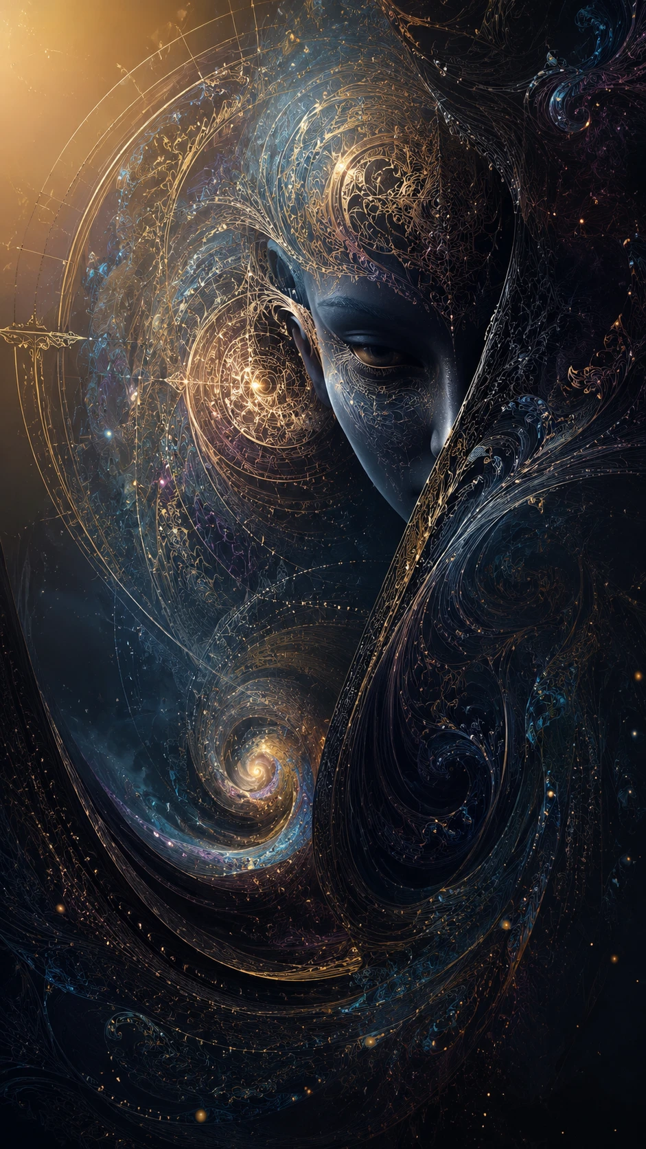 Abstract form emerging against a soft gradient background