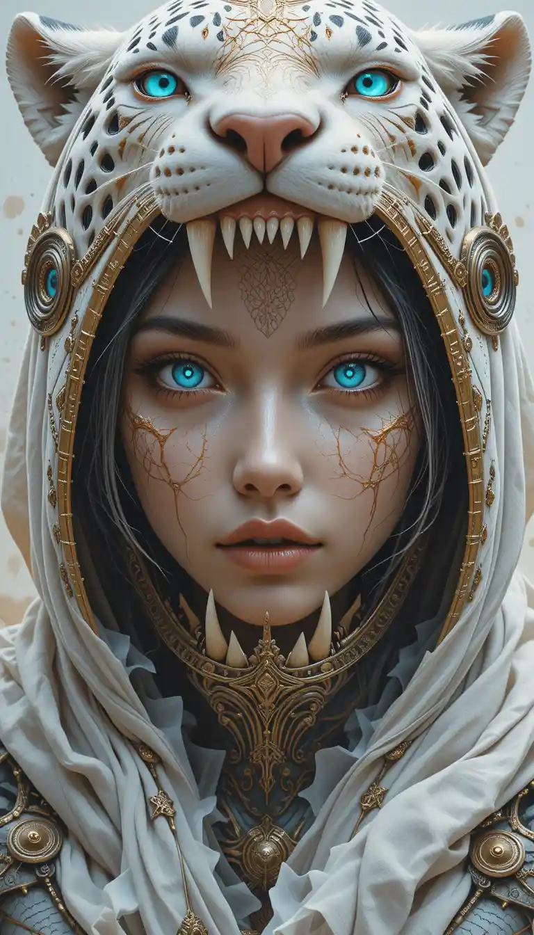Fierce Jaguar Headress Warrior In A Fantasy Palace