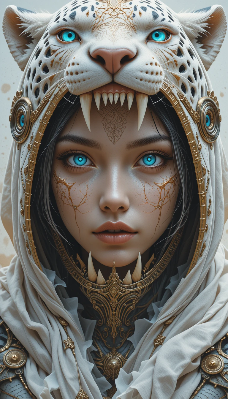 Fierce Jaguar Headress Warrior In A Fantasy Palace