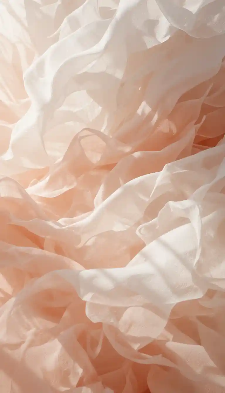 Soft layered abstract forms in muted pastel salmon tones