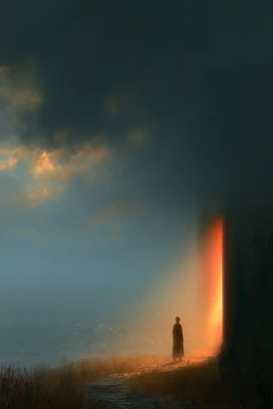 Soft nostalgic scene fading gently into the coming dawn