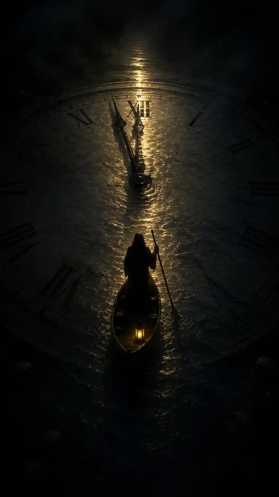 Clock Face As Dark Waters For A Silent Ferryman