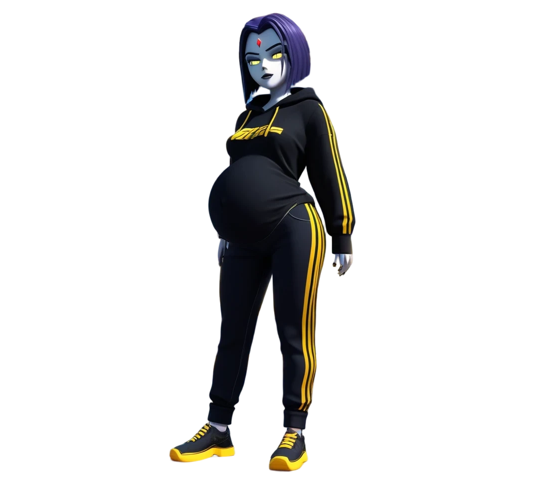 Futuristic anime woman with cosmic glowing pregnant belly