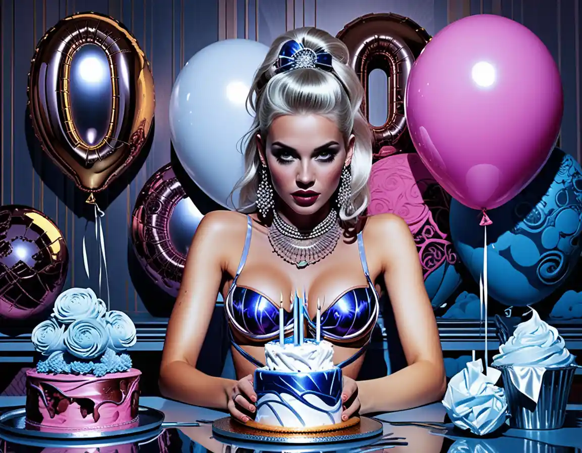 Punk fantasy woman at neon birthday party celebration