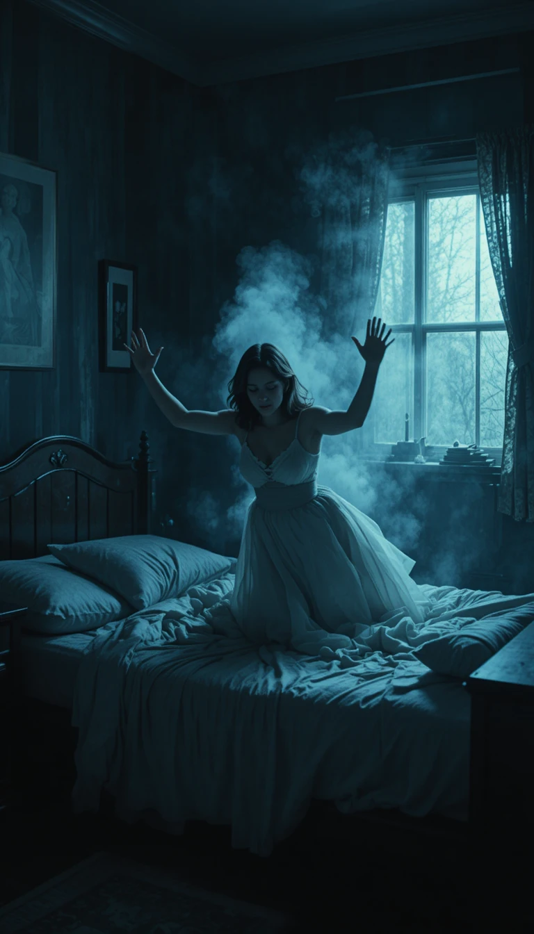 Girl thrown across dark bedroom by unseen paranormal force