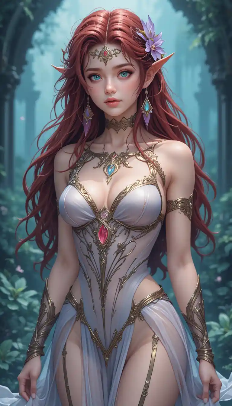 Anime mermaid nymph woman in a mystical fantasy world