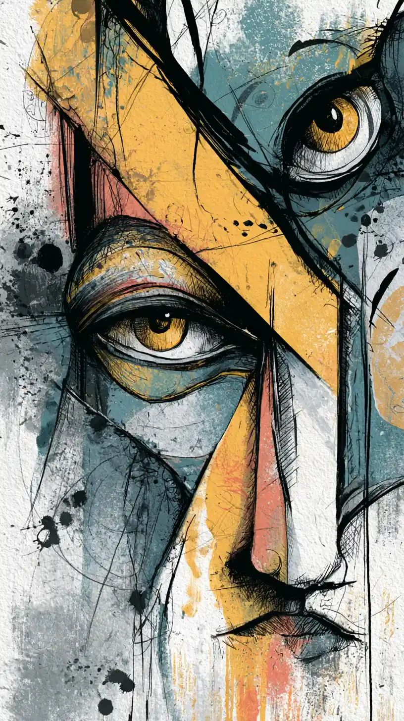 Egotistical inner conflict in a moody abstract scene
