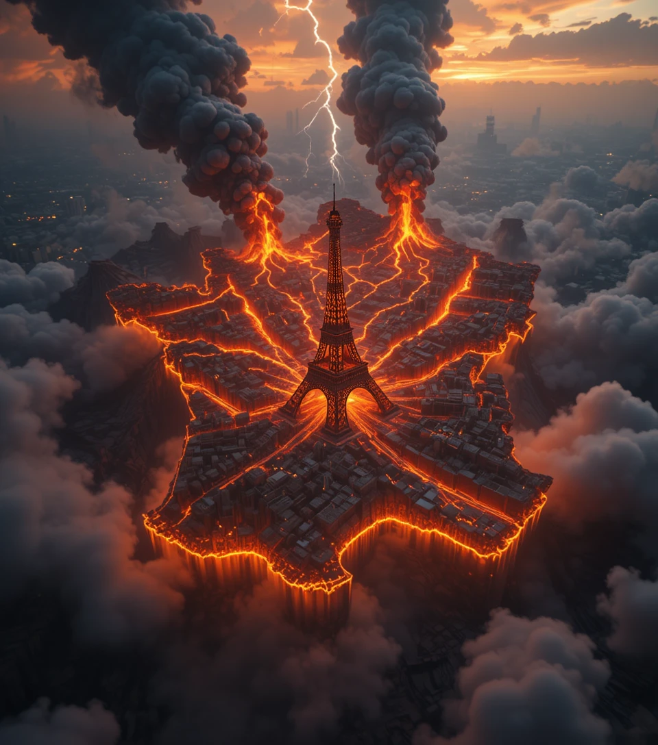 Eiffel Tower In Apocalyptic 3D Map Of Burning France