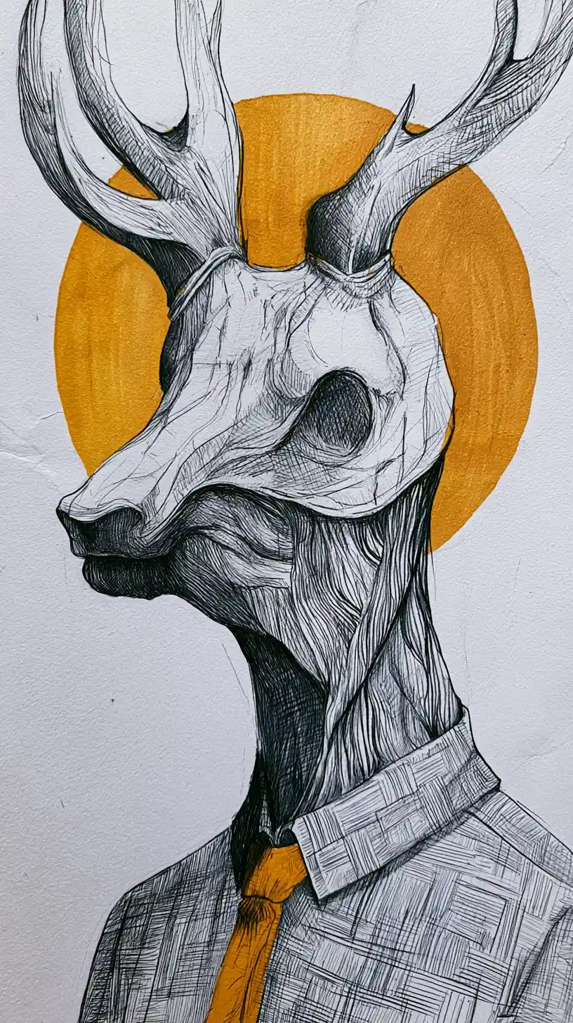 Lonely figure buried deep beneath silent earth
