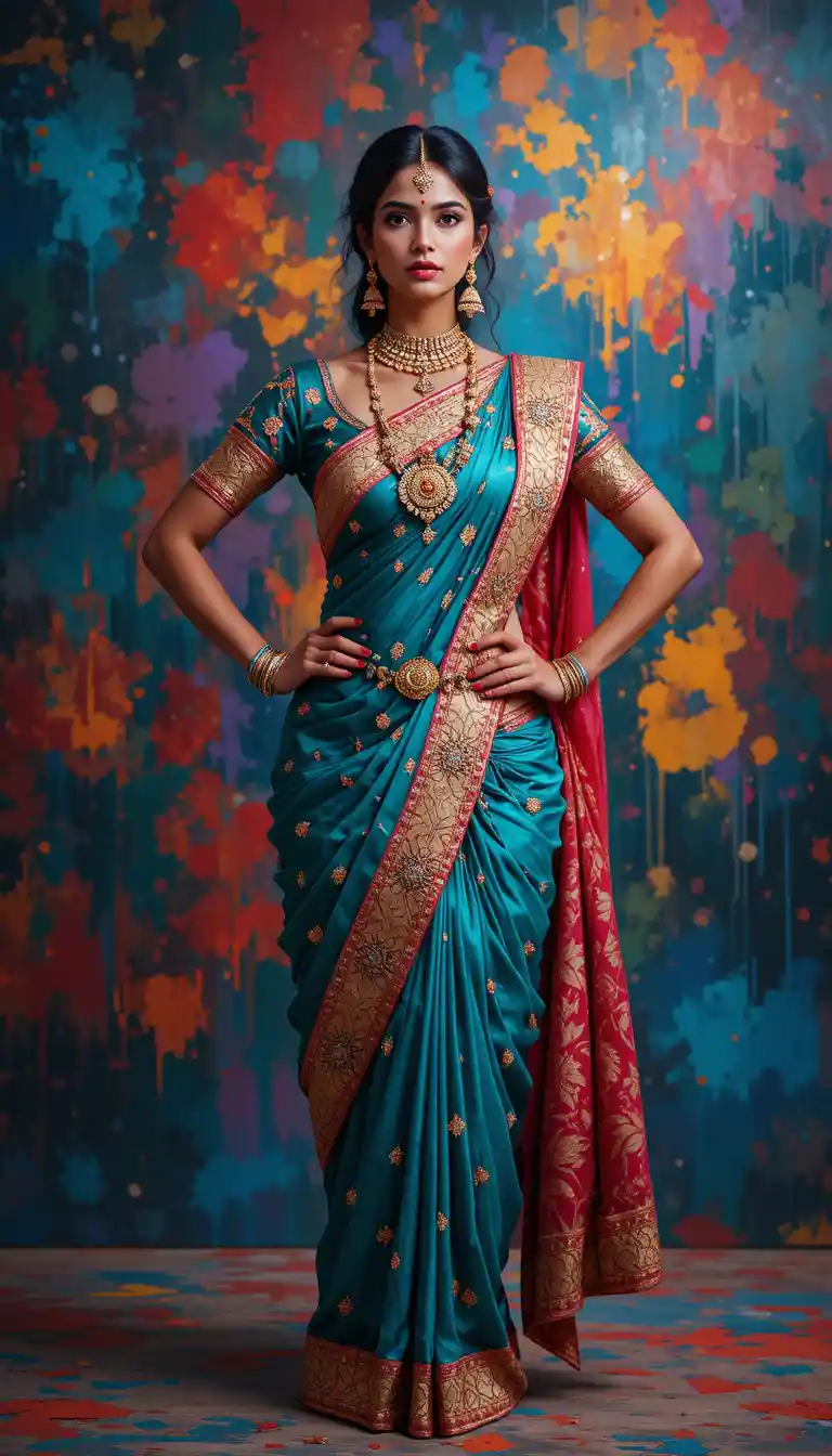 Confident Indian woman in traditional attire full body portrait
