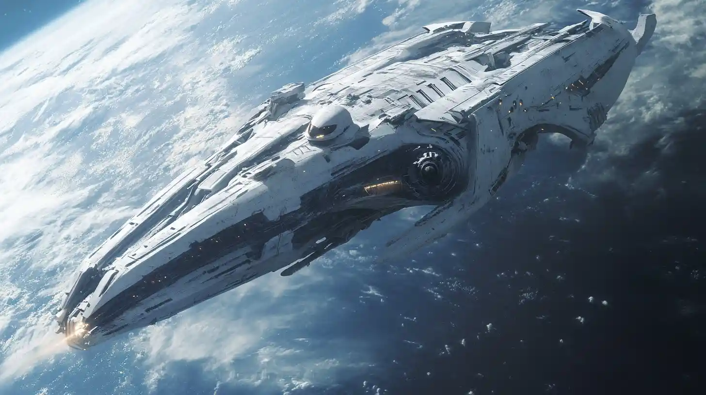 Gigantic Alien Command Ship Over Blue Planet Invasion