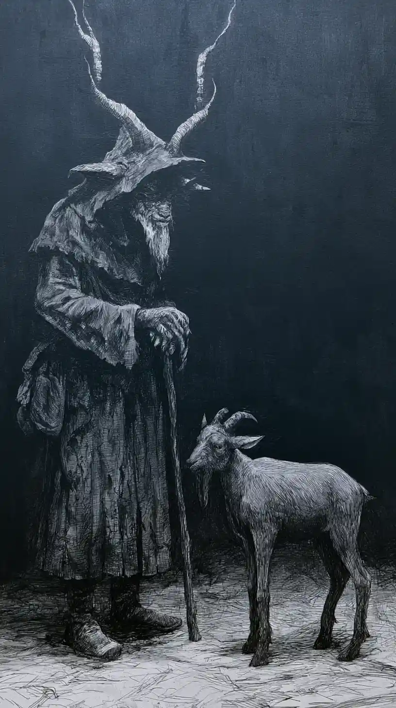 Lonely figure buried deep beneath silent dark earth
