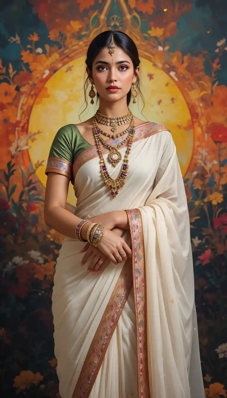 Confident Indian woman in traditional attire full body portrait