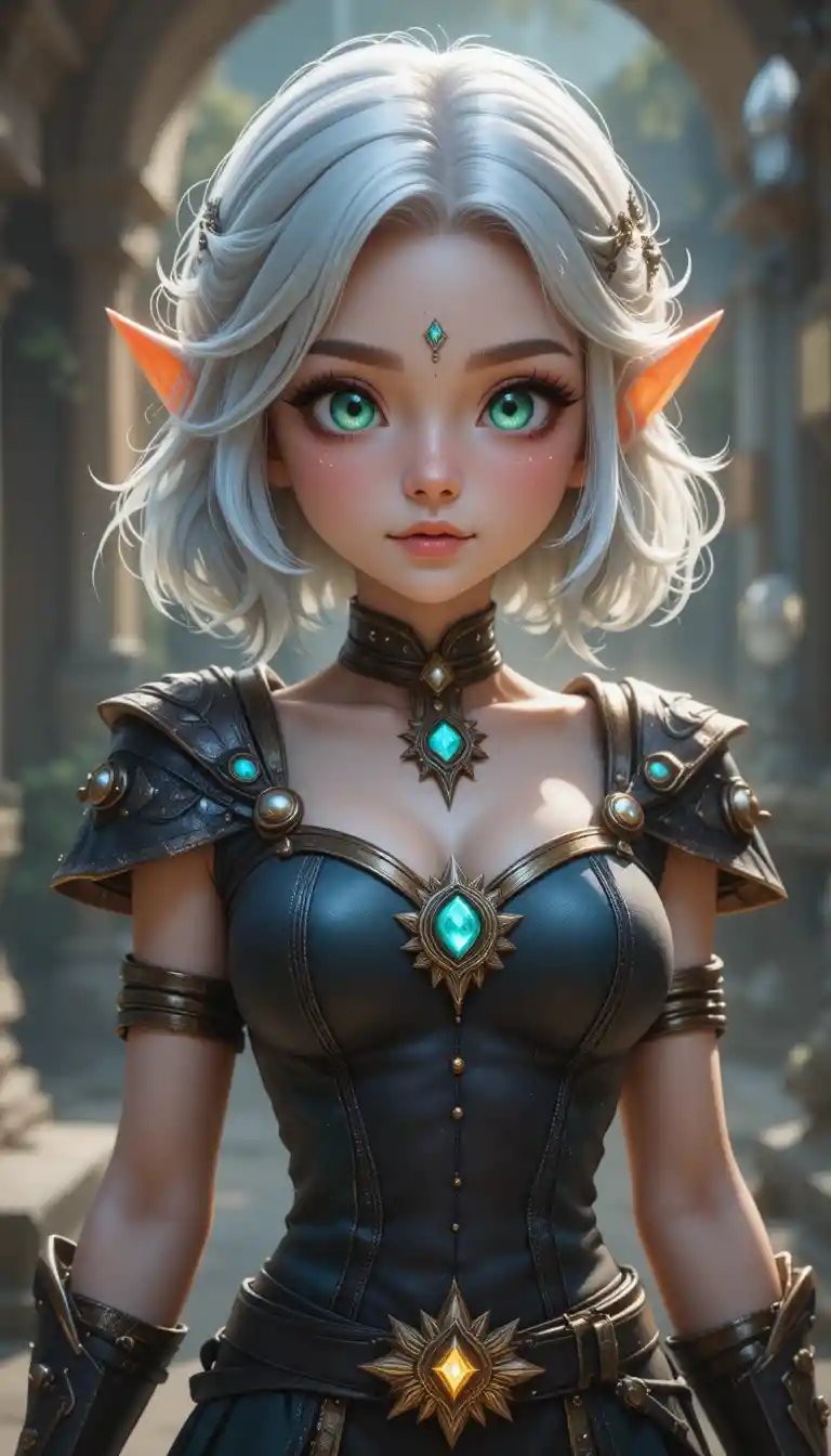 Young gnome forge mage girl with glowing runes
