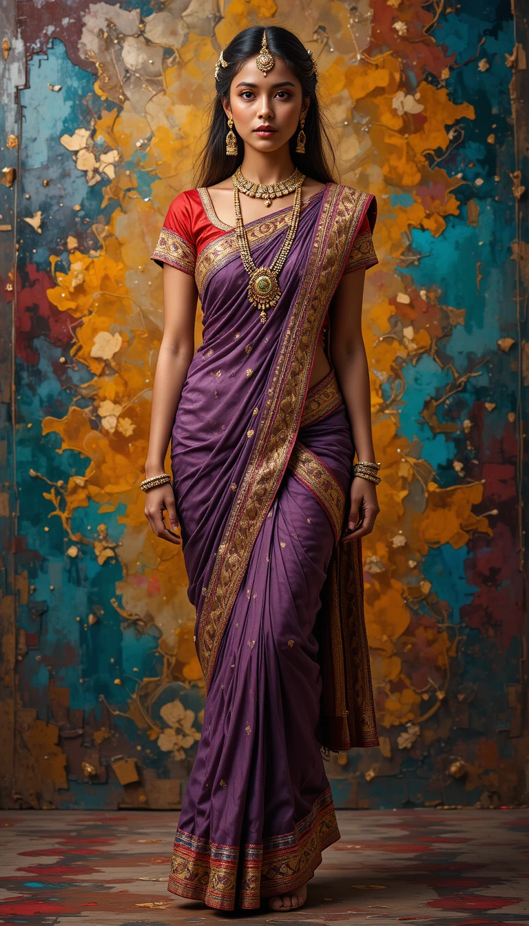 Confident Indian Woman In Traditional Dress Full Body Portrait