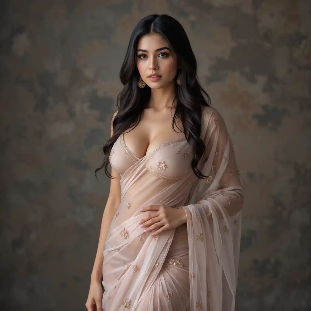 Full body portrait of a young Nepali woman posing