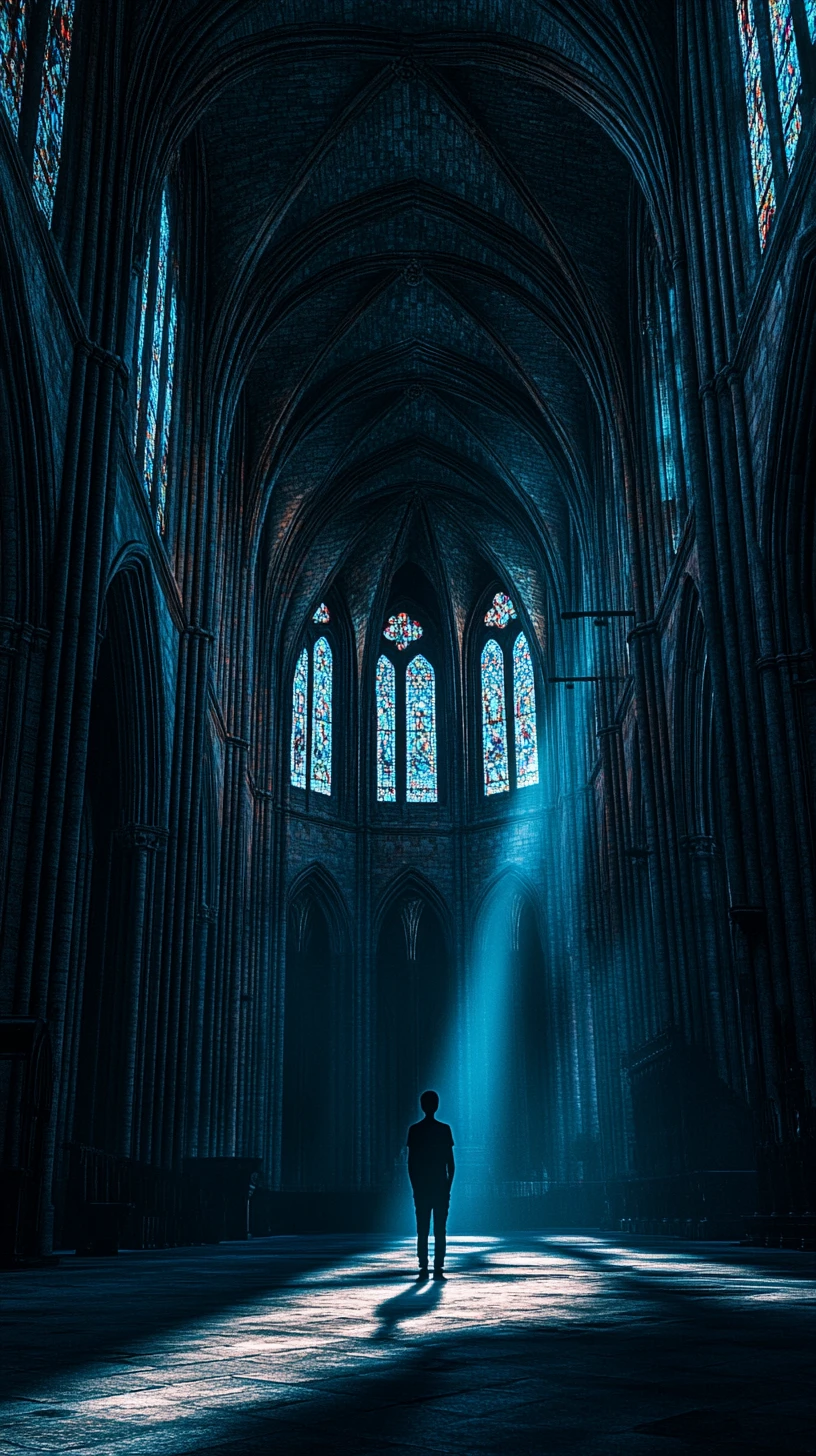 Surreal Cathedral Interior Forming A Human Silhouette