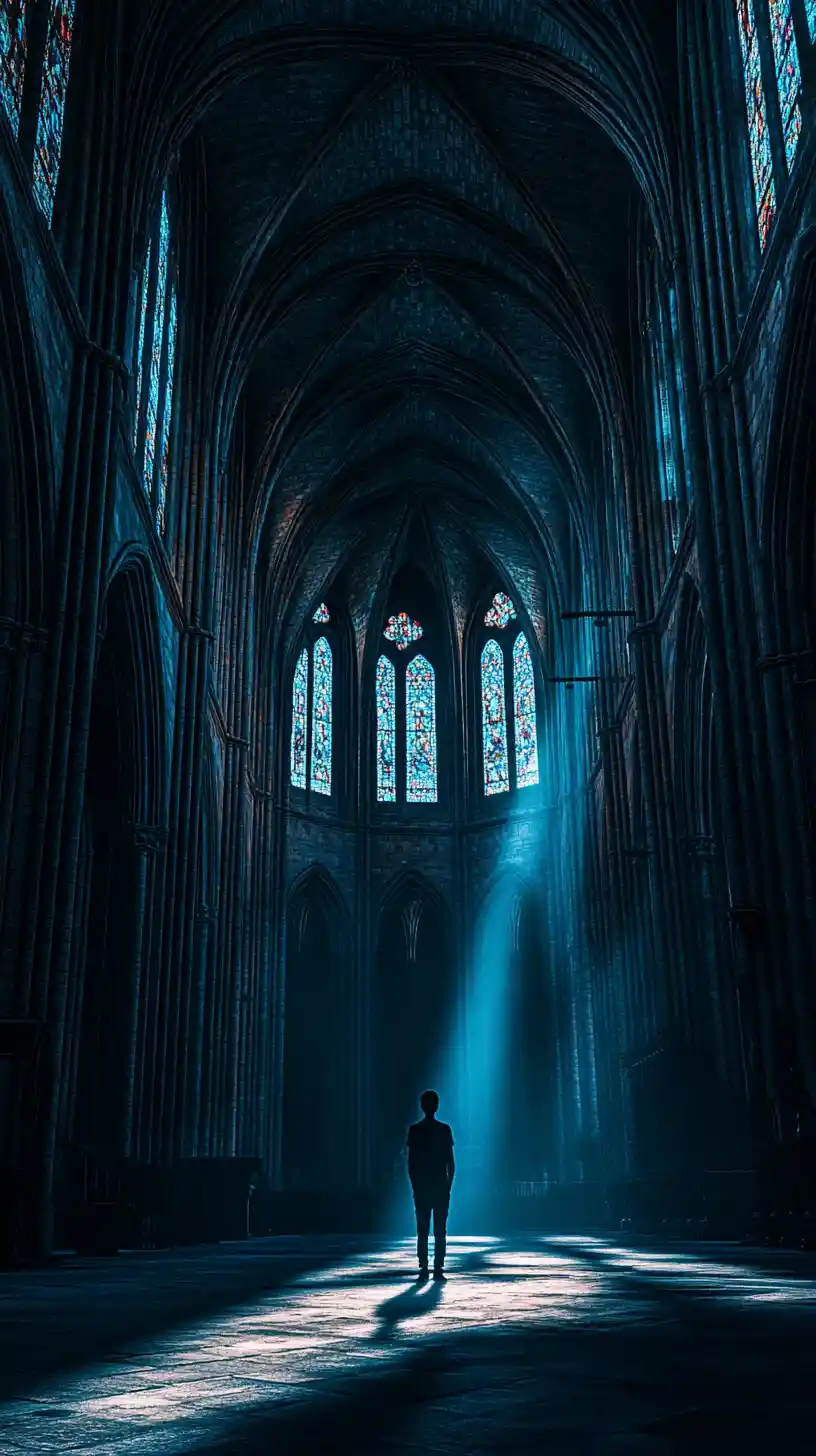 Surreal Cathedral Interior Forming A Human Silhouette