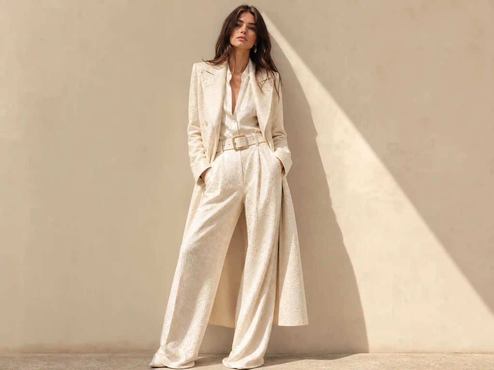 Luxury fashion model in detailed full body studio shot