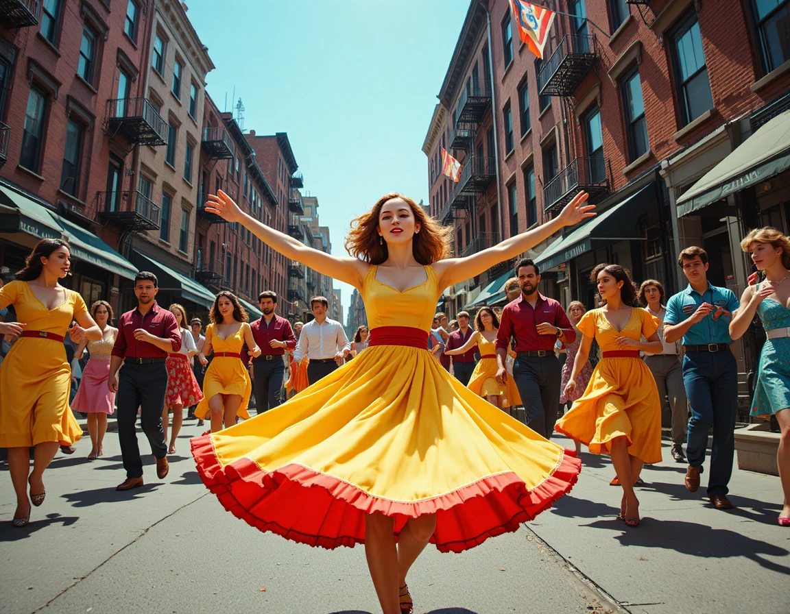 Dancers Celebrate On A Sunny New York City Street