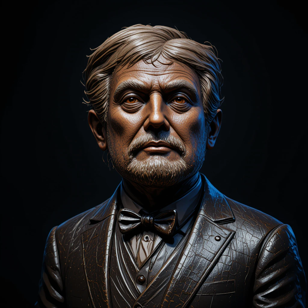 Dark bronze bust of an elder man in formal suit