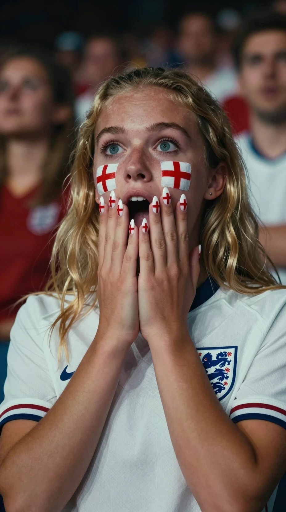 Aficionado de Inglaterra sorprendido con pintura facial de la cruz de San Jorge