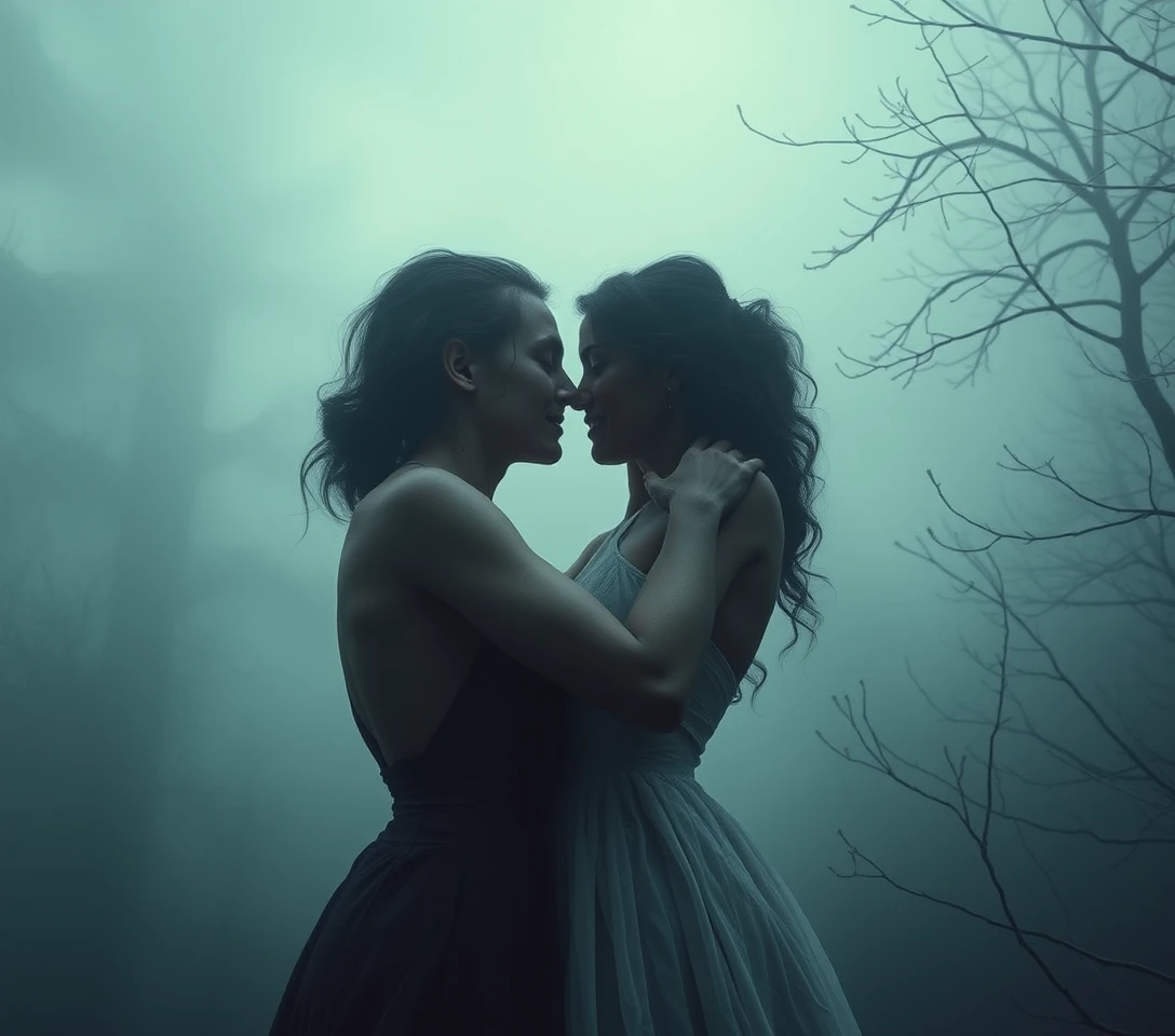 Surreal woman in a dreamlike limbo of horror and desire