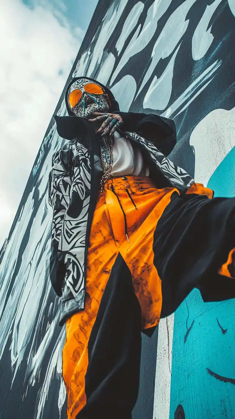 Mago streetwear dinamico in una scena di arte urbana in evoluzione
