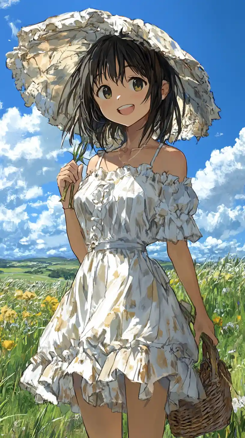 Retro anime girl illustration with bold cel shaded style