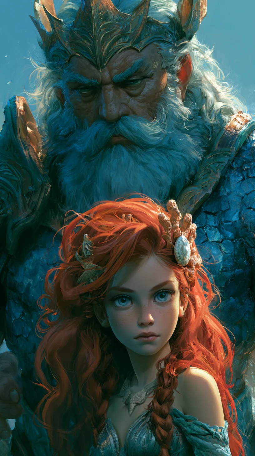Young princess standing beside her powerful father