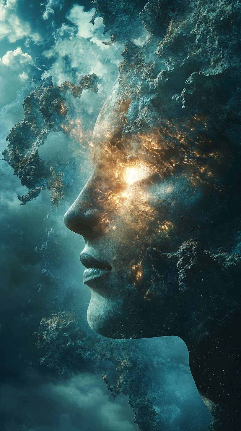 Surreal ultralight beam vision in a divine dreamscape