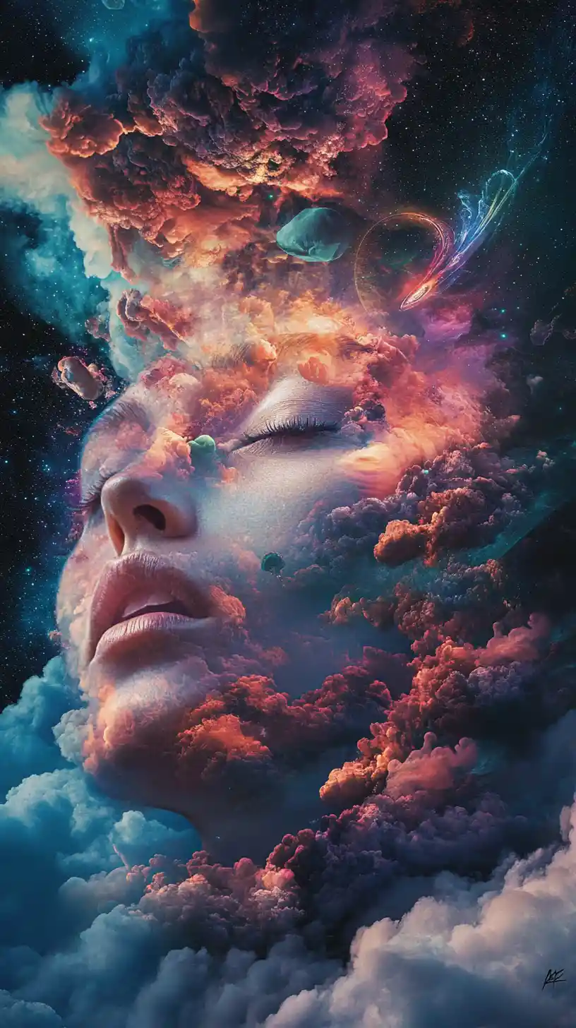 Radiant ultralight beam in a surreal cosmic dreamscape